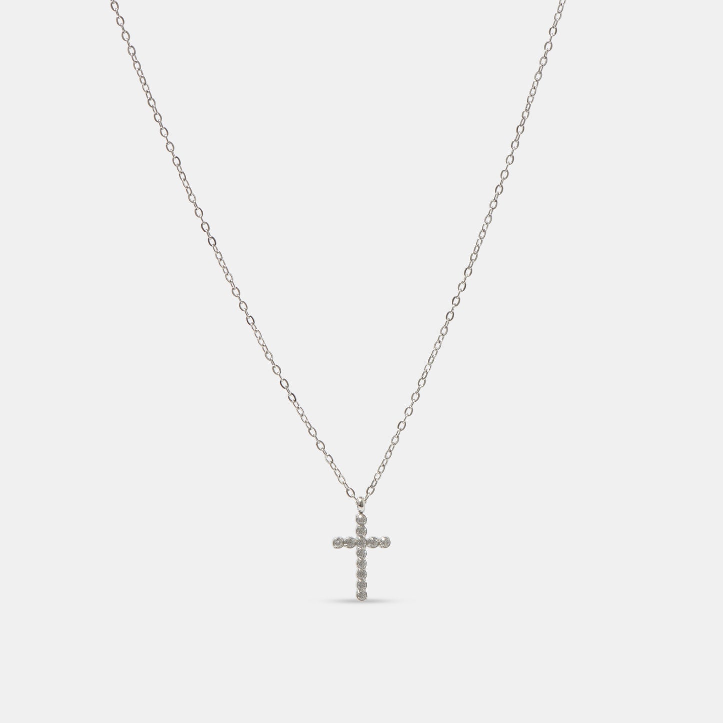 Maria Crystal Cross Silver Necklace