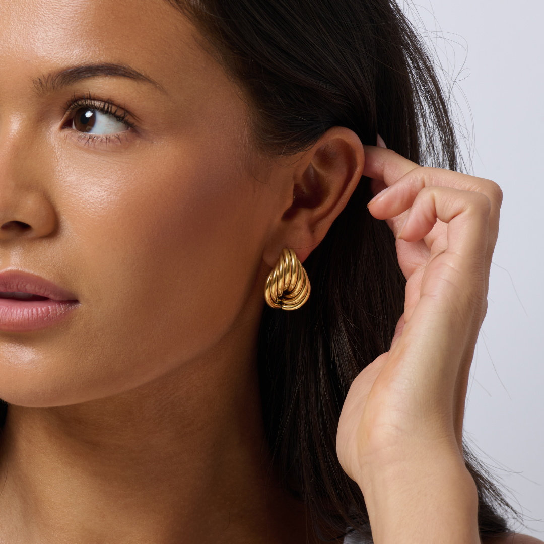 Aveline Tear Drop Gold Earrings