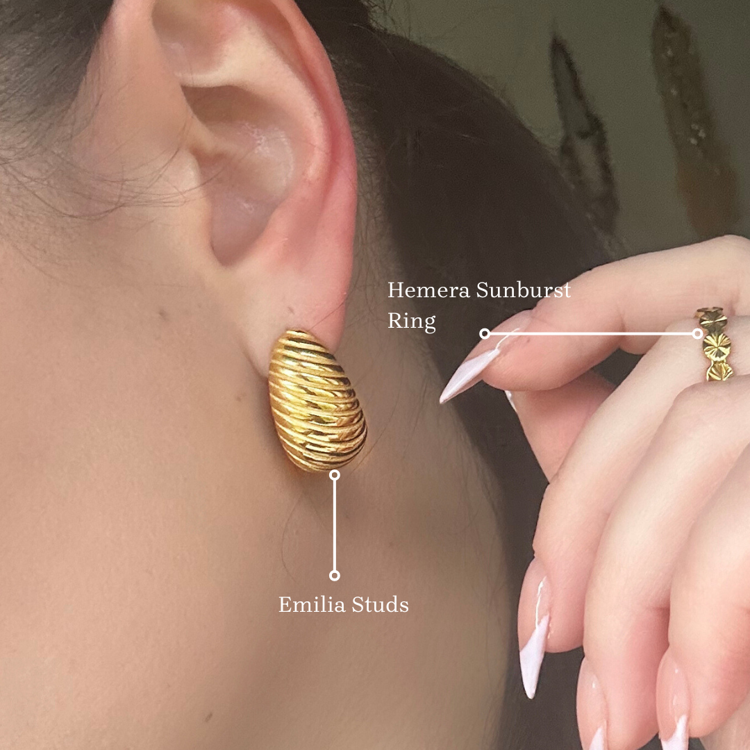 Emilia Croissant Gold Stud Earrings