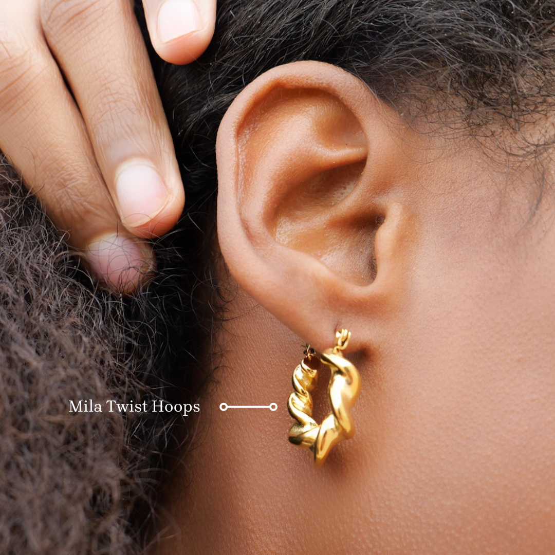 Mila Twist Silver Hoop Earrings