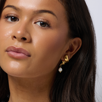 Malia Freshwater Pearl Drop Gold Earrings