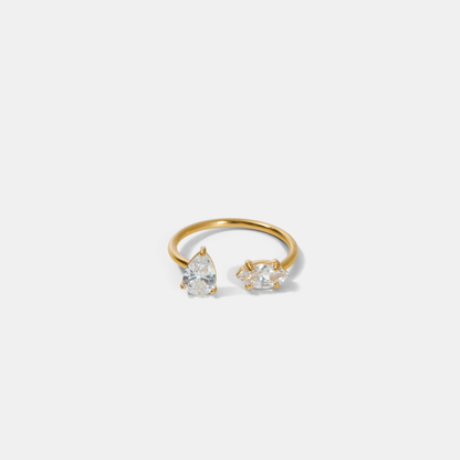 Elsie Double Crystal Gold Ring