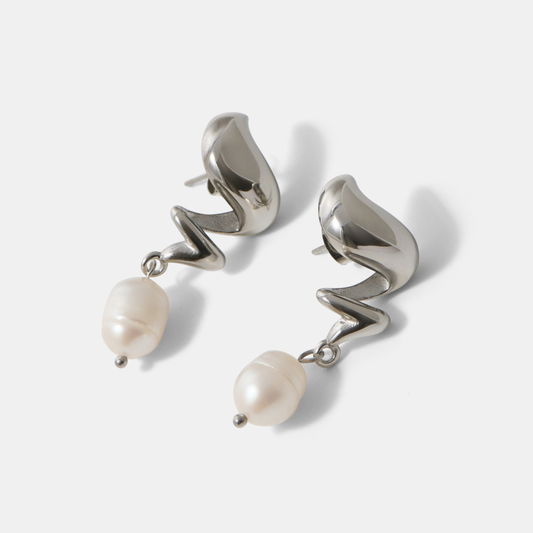 Malia Freshwater Pearl Drop Silver Earrings