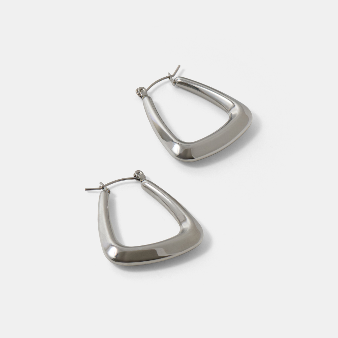 Asteria Triangle Silver Hoop