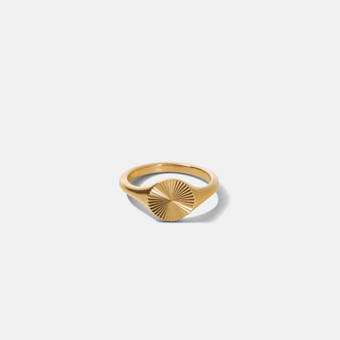 Callie Engraved Sunburst Dial Gold Ring
