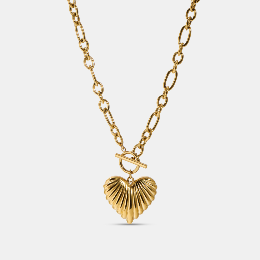 Aurelia Heart T-Clasp Gold Necklace