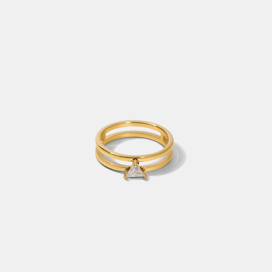 Allegra Double Band Crytsal Gold Ring