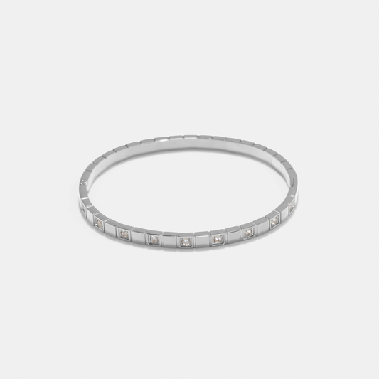 Laila Crystal Silver Bangle