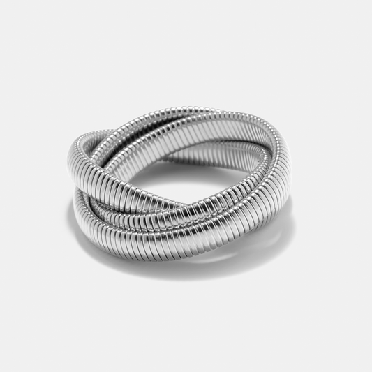 Adriana Triple Stack Chunky Silver Bangle