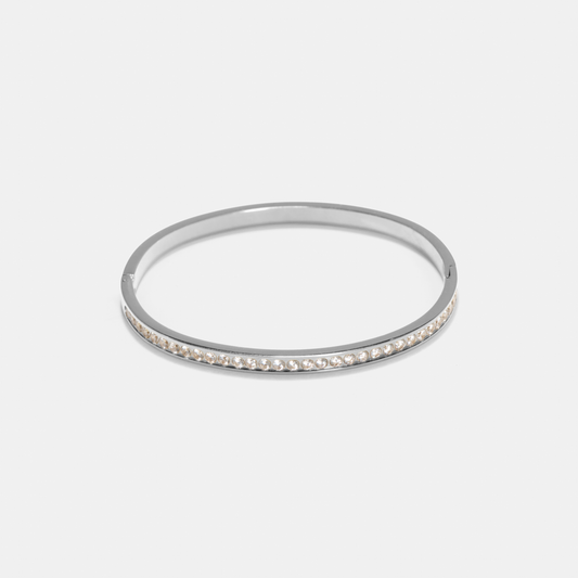 Noelle Crystal Silver Bangle
